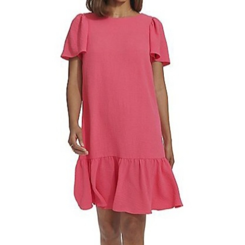 NEW Harper Rose, Flutter Sleeve and Hem Trapeze Dress, Pink, Size 6